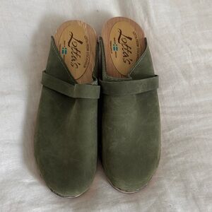 Lotta From Stockholm Olive Leather Clogs